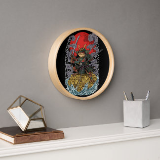 Samurai Frog of Fortune – Mythical Warrior Art Clock