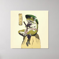 Samurai Frog Poster Faux Canvas Print Acrylic Prin