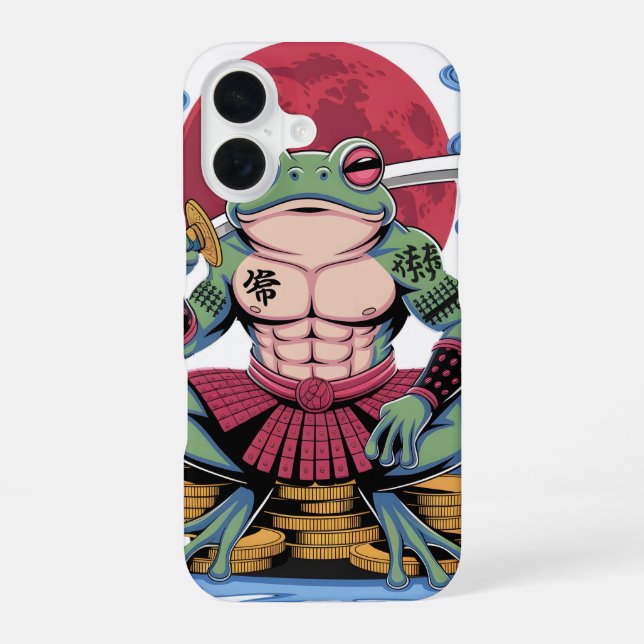 Samurai Frog Warrior art iPhone 16 Case (Back)