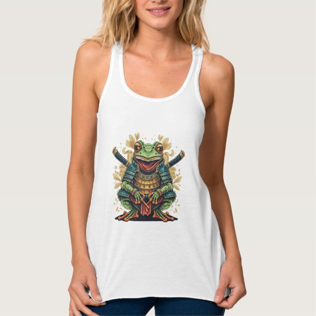Samurai frog warrior Flowy Racerback Tank Top (Front)