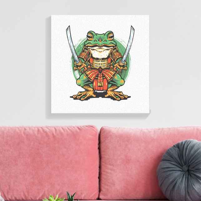  Samurai frog warrior Stretched Canvas Print (Insitu(LivingRoom))