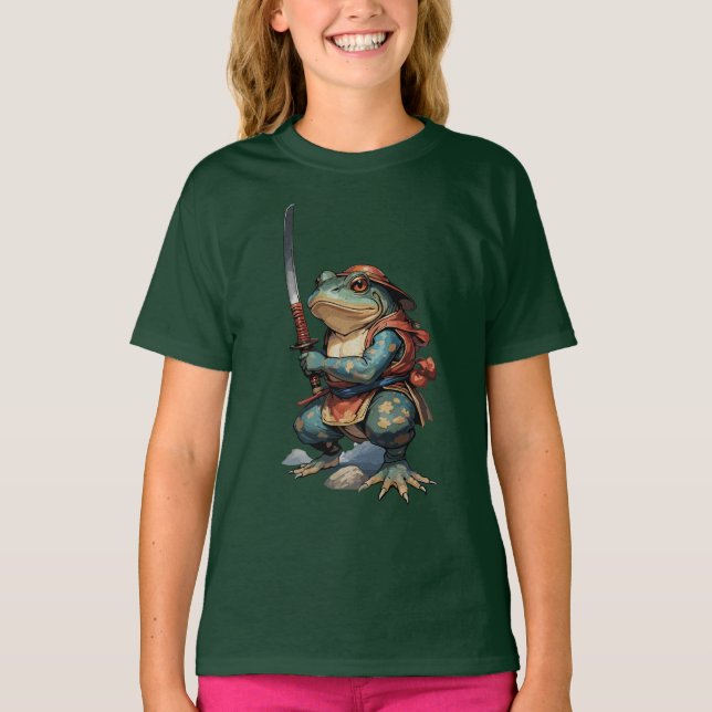 Samurai Frog Warrior with Katana T-Shirt (Front)