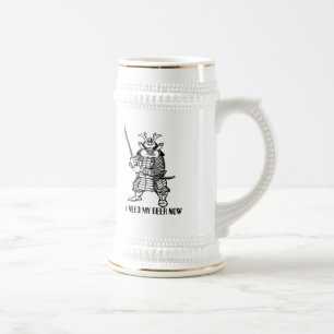 Samurai funny beer mug