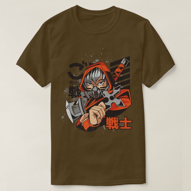 Samurai Girl  Anime Ninja Girl  Japanese Ninja  T-Shirt (Design Front)
