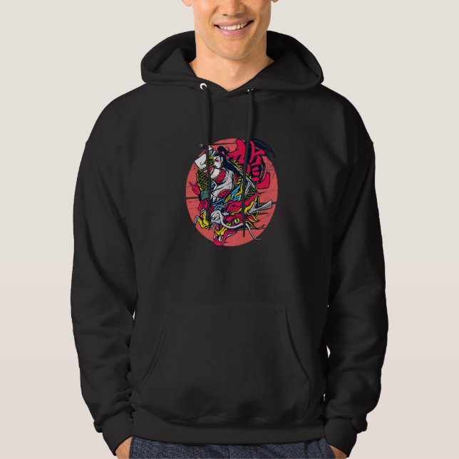 Samurai Girl Dragon Warrior Ninja Japanese Katana  Hoodie (Front)