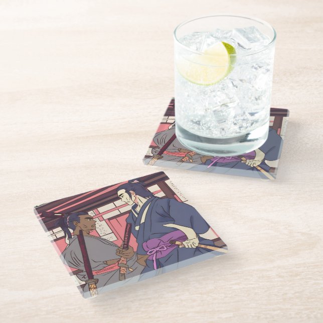 samurai glass coaster (Angled)