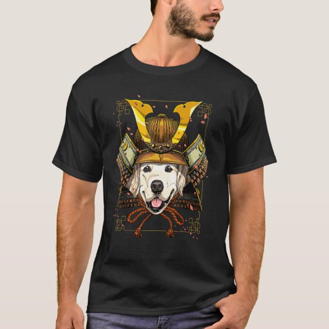 Samurai Golden Retriever Dog  Japanese Warrior Bus T-Shirt (Front)