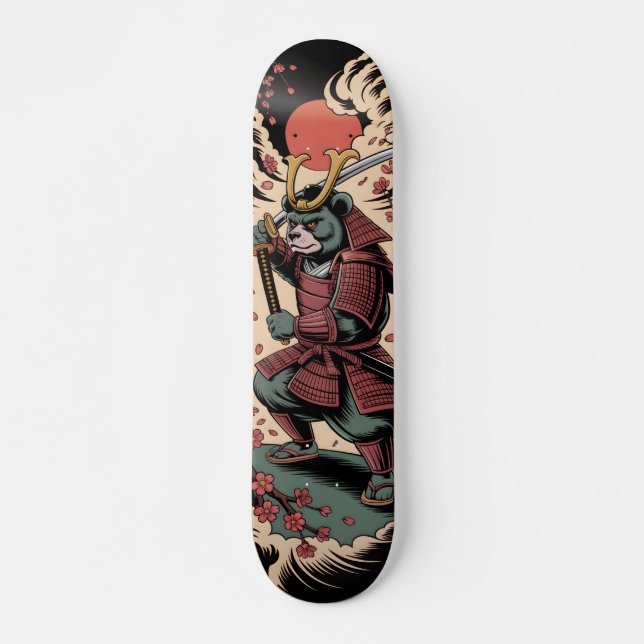 Samurai Green Bear warrior Skateboard (Front)