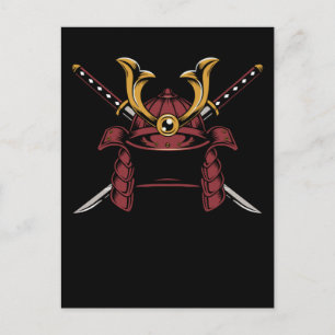Samurai Helmet Japanese Samurai Warrior Postcard