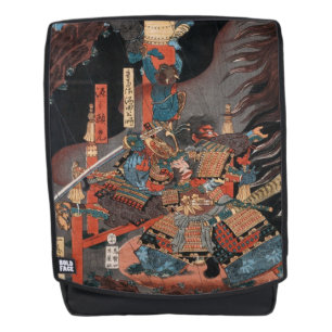 Samurai Hero Yorimitsu: Vintage Japanese Woodblock Backpack