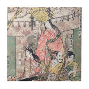 Samurai Hideyoshi and Wives Kitagawa Utamaro Tile