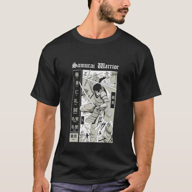 Samurai in the battle scene  Samurai Warrior desig T-Shirt (Front)