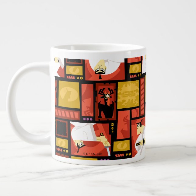 Samurai Jack & Aku Character Art Panel Pattern Large Coffee Mug (Left)