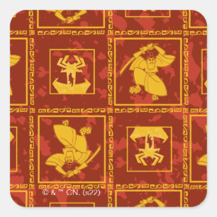 Samurai Jack & Aku Golden Silhouette Tile Pattern Square Sticker