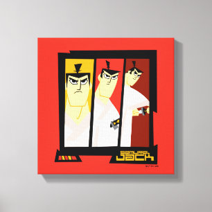 Samurai Jack Character Tri-Panel Futuristic Frame Canvas Print