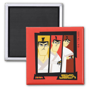 Samurai Jack Character Tri-Panel Futuristic Frame Magnet