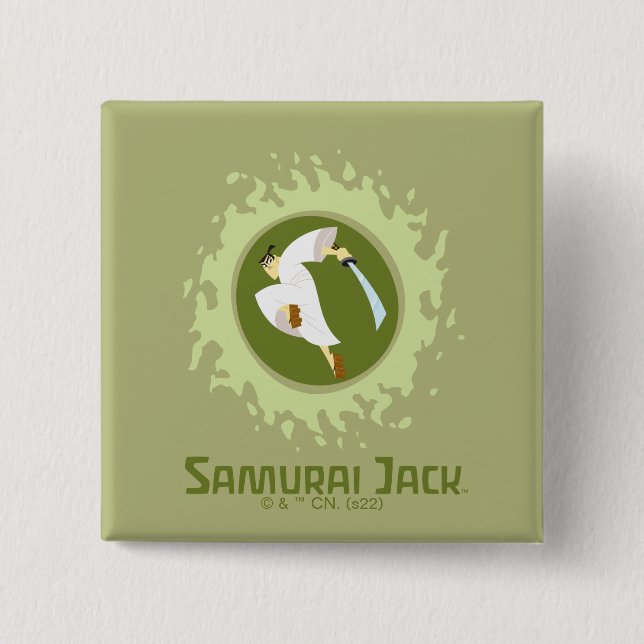 Samurai Jack Leaping Graphic 15 Cm Square Badge (Front)
