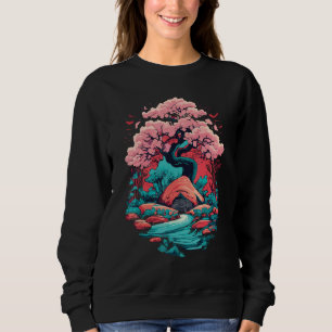 Samurai Japanese Art Cherry Blossom Sakura Graphic Sweatshirt