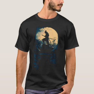 Samurai Japanese Art Vintage Warrior Shadow Sun T-Shirt