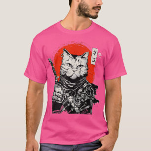 Samurai Japanese Cat Bushido Warrior, Katana Sword T-Shirt