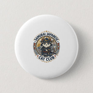 Samurai Japanese Cat POD Vector Art - Samurai Japa 6 Cm Round Badge