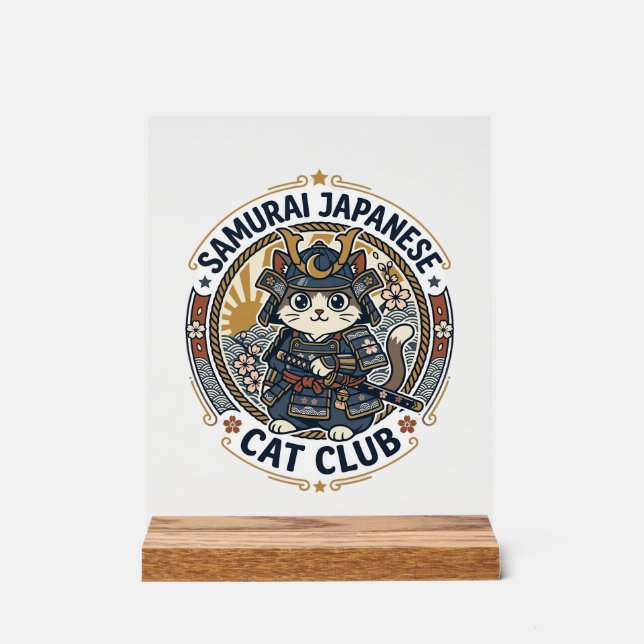 Samurai Japanese Cat POD Vector Art - Samurai Japa Acrylic Sign (Front)
