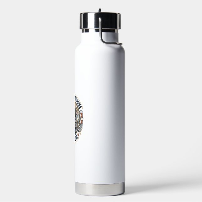 Samurai Japanese Cat POD Vector Art - Samurai Japa Water Bottle (Left)