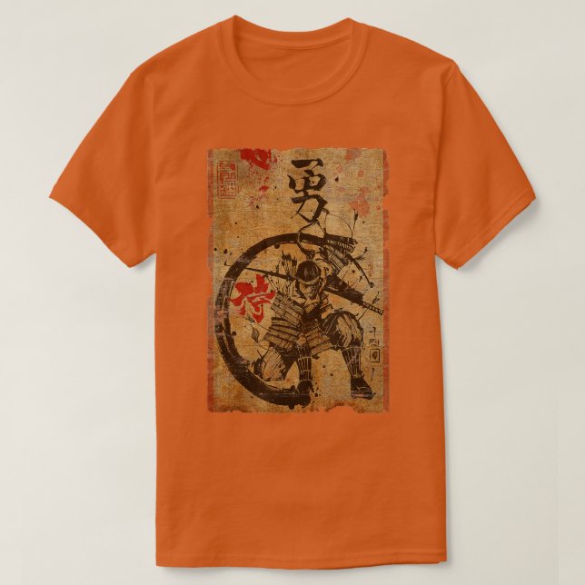 Samurai Japanese Retro Art Print Bushido Japan War T-Shirt (Design Front)