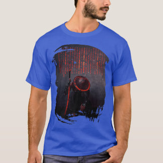 Samurai Japanese Warrior With Sword Carved Writing T-Shirt