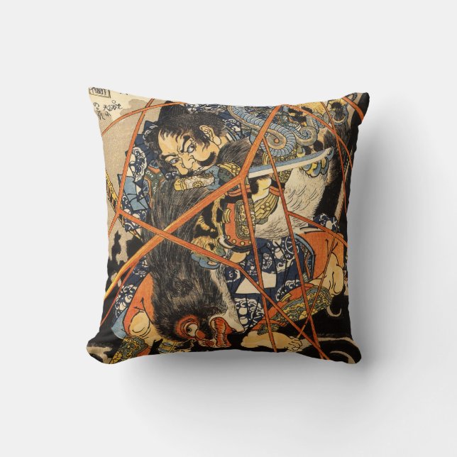 Samurai killing a Monster Cushion (Front)