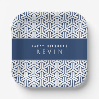 Samurai Kimono Pattern Personalised Birthday  Paper Plate