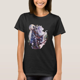 Samurai Lemur Moon Japanese Warrior Artwork Japane T-Shirt
