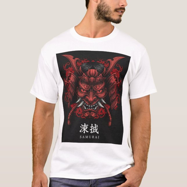Samurai Mask Illustration T-Shirt (Front)