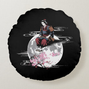Samurai Moon Round Cushion