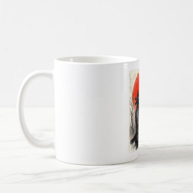 Samurai Ninja Cat Warrior UFO Japanese Anime Funny Coffee Mug (Left)
