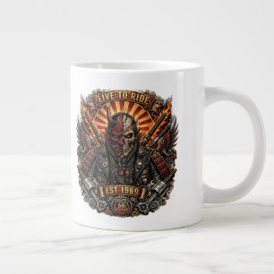 Samurai Oni Biker,Live To Ride Est 1969 Route 66 Large Coffee Mug