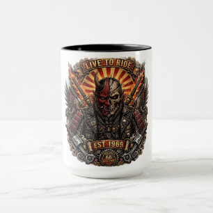 Samurai Oni Biker- Live To Ride Est 1969 Route 66 Mug