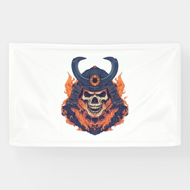 Samurai Oni Skull Banner (Horizontal)