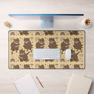 Samurai Owl with VR Headset Desk Mat