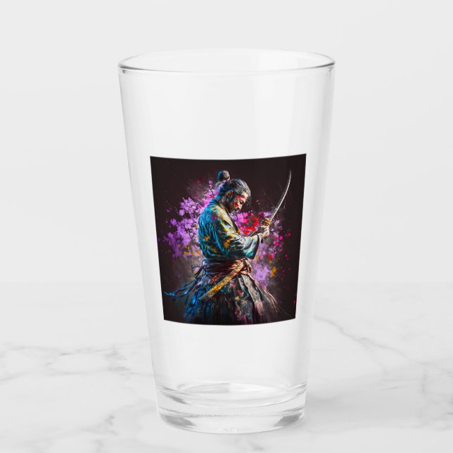 Samurai Painting Glass Tumbler  (Front)