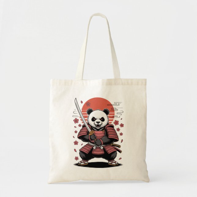 Samurai Panda  Bear Budget Tote Bag (Front)