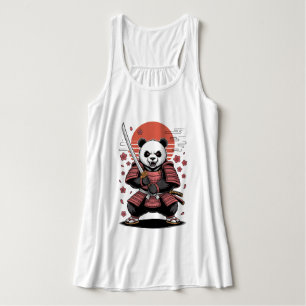 Samurai Panda Bear Canvas Flowy Racerback Tank Top