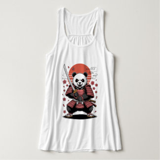 Samurai Panda Bear Canvas Flowy Racerback Tank Top