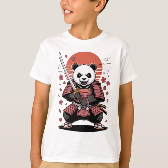Samurai Panda  Bear  Kids Basic T-Shirt (Front)