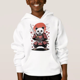Samurai Panda Bear Kids Pullover Hoodie