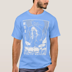 Samurai Playing Drums Japanese Futurism Japan Art T-Shirt