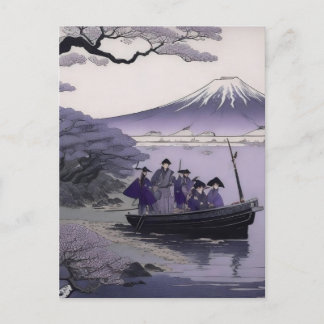 Samurai Postcard Mount Fuji Japanese Art