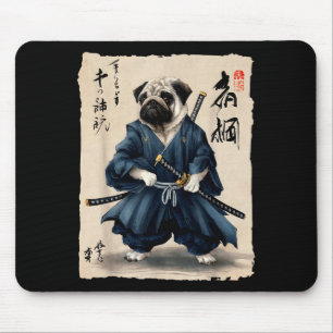 Samurai Pug Japanese Anime Dog Pug Lover Funny For Mouse Pad