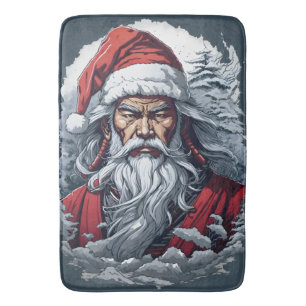 Samurai Santa Warrior Christmas Art Gift  Bath Mat