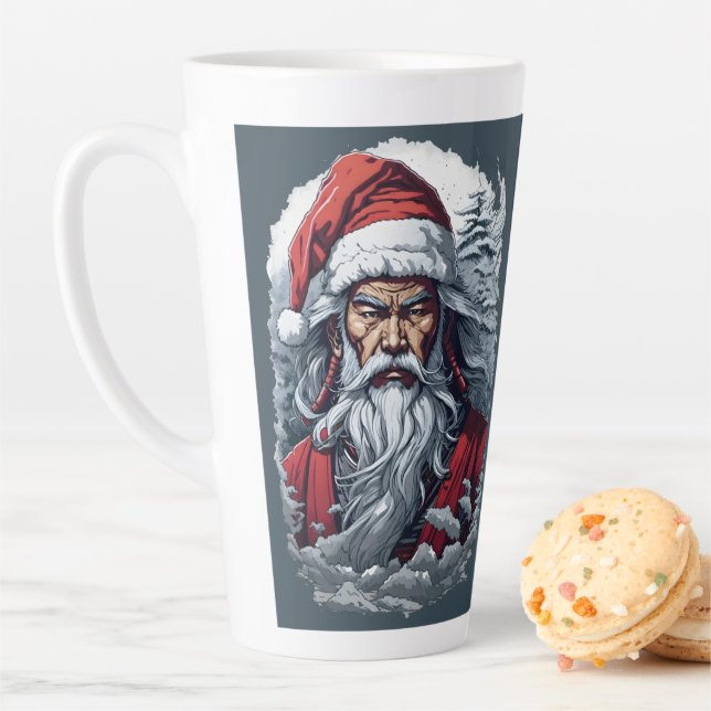 Samurai Santa Warrior Christmas Art Gift  Latte Mug (In Situ)